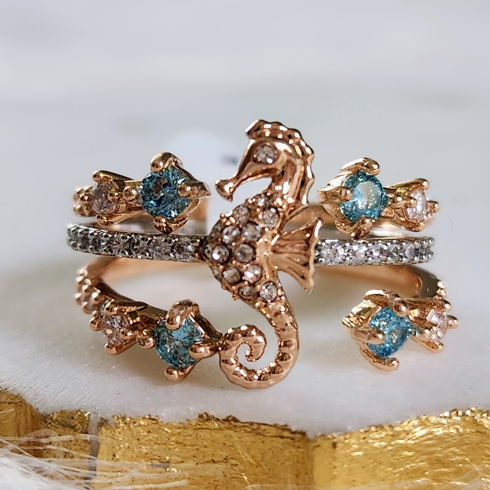 NWT Bomb Party 'Shimmering Seas' Atlantis Mixed Metal Set of 3 Rings - S… - Picture 1 of 9